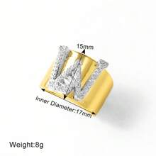 Chunky CZ Crystal 26 Letter Rings For Women Gold Silver Color Wide Rings Initial Jewelry Party Gifts