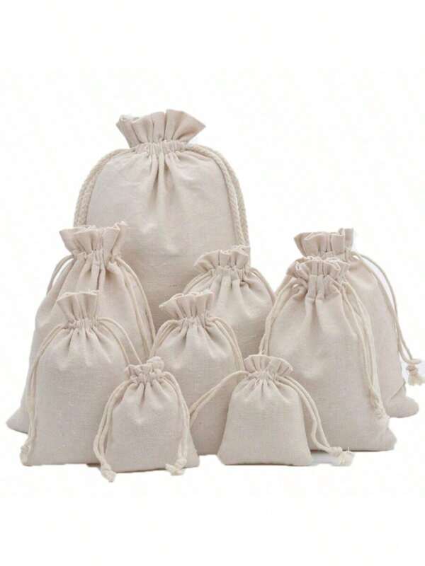 1/10 unidades/pacote de sacos de linho com cordão para lembrancinhas, adequados para feriados, festas, aniversários, casamentos, sacos de presente faça você mesmo, vários tamanhos, sacos de armazenamento doméstico