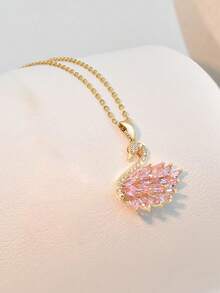 1 件水晶天鹅吊坠项链，新娘珠宝礼物，适合女性日常佩戴 - 金黃色 - 查看 1