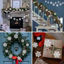 36pcs Christmas White Snowflake Ornaments Glitter Plastic Hanging Snowflakes From Ceiling Snow Flakes Decorating Hanging Winter Bedroom Window Indoor Outdoor Decor Wonderland Xmas Tree Decorations - White - View 5