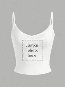 Regalos personalizados de deportes, Camiseta de mujer personalizada, Agrega imágenes/selfies/patrones/fotos familiares/amigos/logotipos, etc. Adecuado para el verano en blanco - Blanco - Ver 4