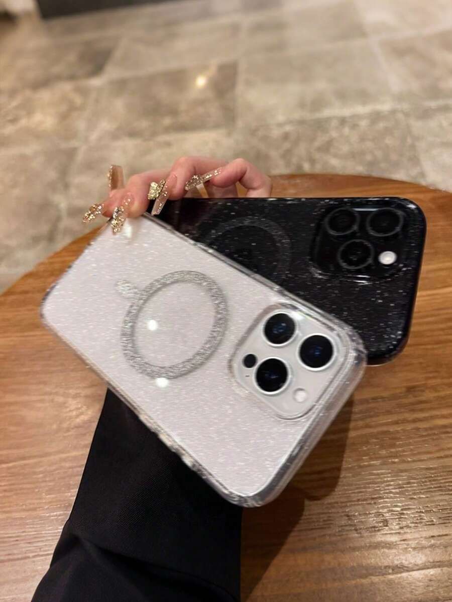 DIY 闪亮磁吸透明手机壳，炫目星空闪粉设计，0.2mm 磁吸环，全保护防摔功能，简约风格，适用于 Apple 11/12/13/14/15/16 Pro Max - 彩色 - 查看 1