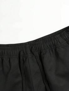 2条装男士户外工装裤，贴袋简约纯色休闲裤，松紧腰带，适合所有季节，适合送给老公、男朋友的礼物 - 黑色 - 查看 5