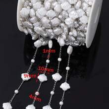 1m Faux ABS Pearl Beading Chain With Stainless Steel Link Bulk For Choker Necklace Bracelet Anklet DIY Craft Women Men Jewelry Making No Fade