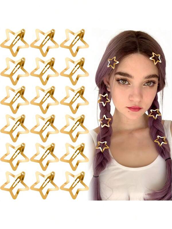 Set da 8 pezzi/20 pezzi di accessori per capelli da donna, fermagli per capelli in metallo dorato da 3cm a forma di stella, eleganti e dolci, fermagli per capelli decorativi, adatti per appuntamenti, fermagli a pinza, fermagli per capelli, accessori per capelli
