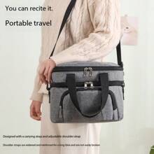 1 pieza Bolsa de almuerzo aislada portátil, 27 x 20 x 22 cm, con asas, diseño de doble capa, adecuada para picnics al aire libre, almacenamiento de alimentos, fiambrera, útiles escolares, vuelta al colegio