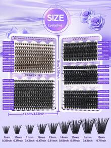 CMAYOME Set de combinación de pestañas postizas D con 630/660 piezas, que incluye D10+D20+D30+D40+D50+D60+ D80+D100, un conjunto de pestañas D postizas gruesas y a prueba de agua con efecto 3D, adecuado para maquillaje natural, dramático y diario, así como para cosplay, y que se puede llevar para uso diario o salir - Blanco - Ver 10