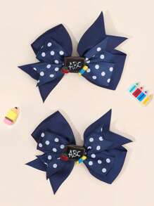 6 piezas Lazos en forma de molinillo de viento para el regreso a la escuela para niñas, adorables lazos con lunares y clips de cocodrilo, divertidos clips de cabello con decoración de pizarra para el primer día de clases, accesorios para el cabello para estudiantes, regalo del nuevo semestre para adolescentes