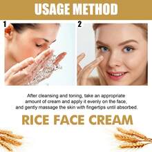 Rice Cream Gently Reduces Fine Lines On The Face, Hydrates, Moisturizes And Tightens Pores For Facial Skin Care ,Gifts For Girlfriends, Ladies And Friends, Christmas Gifts, Halloween Gifts And Thanksgiving Gifts - 白色 - 查看 8