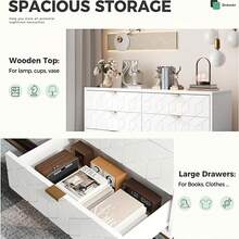 strundghti Dresser For Bedroom, 53.5" Large Dresser Organizer, 6 Drawer With Golden Metal Handle And Legs, Modern Chest Of Drawers, White Dressers With Drawers For Closet, Hallway, Living Room, Entryway - trắng - Xem 5