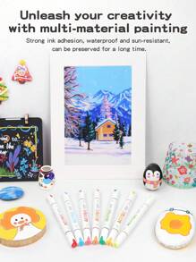 Set de regalo de 12 colores de bolígrafo de marcador acrílico de punta doble para estudiantes, arte DIY, graffiti, pintura, suministros escolares, vuelta al cole