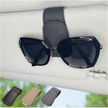CHOSMOYI Magnetic Leather Sunglass Holder Car, Clip Car Visor, Auto Interior Accessories Universal Different Size Eyeglasses (Black) : Automotive - Black - 查看 10