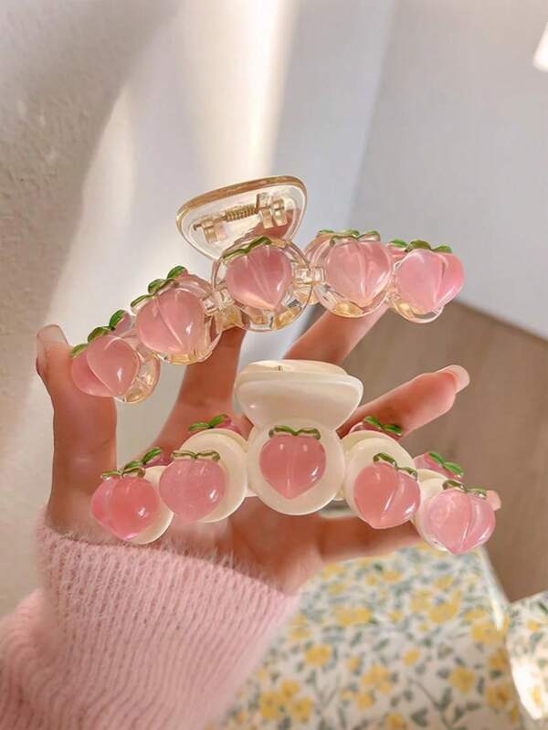 1pc New Transparent Pink Peach Hair Claw Clip, Elegant & Fashionable Hair Accessory Suitable For Daily, Casual, Party, Work, Travel, Beach, Photo Shoot, And Outfit Matching Fashion Hair Accessories Elegant Hair Clip