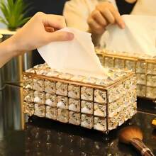 1pc Rectangular Paper Box, Luxury Crystal Tissue Box Napkin Holder Decorative ,For Home Dining Room Living Room,Hotel Coffee Table