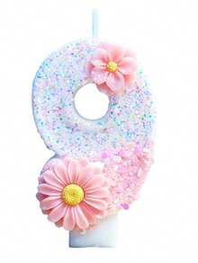Flower Decor 0-9 Numbers Candles, Birthday Cake Decor, Party Candles, Atmospheric Party Supplies, Romantic Party Supplies, Birthday Candles, Personal Party, Graduation Party, Halloween, Christmas, Birthday Party, Etc. Cake Decor, Baking Decor, Creative Number Birthday Candles, Birthday Cake Decor Candles, Valentine's Day Decor, Suitable For 1-100 Years Old Birthday Party Cake Decor - Pink Daisy - View 9