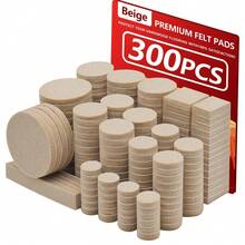 Almohadillas para patas de silla de fieltro, paquete nómico de varios tamaños, almohadillas de fieltro para muebles para proteger pisos de madera dura, autoadhesivas, 300 Uds. - Beis - Ver 7