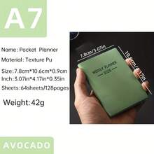 1pc A7 Size 2026 English Planner Book, 64 Sheets, 128 Pages Thin Weekly Planner, Matching Morandi Color Schedule Book, With Annual Calendar, Monthly Plan, Weekly Plan, 365 Daily Plan Pages, Suitable As Holiday Gift And Daily Use, A7 Size: 4.17in * 3.07in Back To School Supplies - Multicolor - View 12
