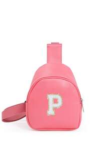 1 pieza Bolso cruzado de hombro con estampado de letras para niñas, bolso de pecho y cintura lindo adecuado para uso diario, exterior, viaje, senderismo, portátil, opción de regalo ideal