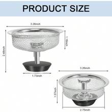 Kitchen Sink Strainer With Handle And Stopper Replacement Kitchen Sink Drain Basket/Stopper/Plug 3.3 Inch Stainless Steel Kitchen Sink Drain Strainer Mesh Sifter Filter(‎Silver)