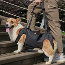狗狗全身輔助帶，寵物攜帶袋，適用於老年犬與殘疾犬的復健運動輔助帶，可協助狗狗行走與爬樓梯，適合狗狗外出使用，黑色，S-XXL - 黑色 - 查看 2