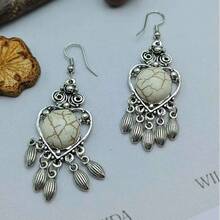 1 Paar Ohrringe im Vintage-Stil mit Türkis-Einlage, geeignet für den täglichen Gebrauch von Frauen