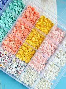 1 Caja de 24/28 piezas de arcilla polimérica simple y de moda, accesorios para hacer joyas DIY para collares, pulseras y diversos artesanías