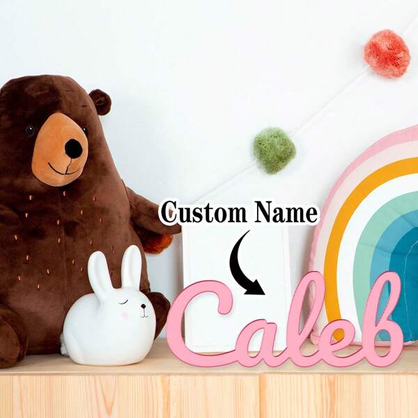 1pc Custom Name Pink/Gold/Silver/Blue Decorative Acrylic Name Plaque, Perfect For Wedding, Birthday, Anniversary, Mother's Day,Room Decoration Stuff Room Decor Bedroom Decor Christmas Thanksgiving Halloween Graduation Party Celebration Decoration, Home Decor, Room Decoration