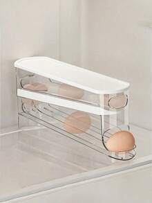 Egg Storage Box For Side Of Refrigerator - Space-Saving Rolling Storage Container, Durable Plastic, Battery-Free Design, Stackable Kitchen Accessory, Holds Up To 12 Eggs - Egg Carton - View 7