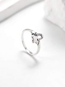 1pc Simple Unique 925 Sterling Silver Texas Trio JA Ring Women Fine Jewelry Gift