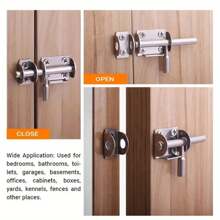 No-Drill Stainless Steel Door Latch, Thickened Surface Mount Bathroom Door Lock, Old-Fashioned Wood Door And Window Anti-Theft Bolt