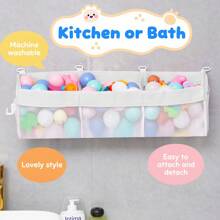 Wall-Mounted Bathtub Toy Organizer, 3 Compartment Shower Toy Holder With Wide Openings & Adhesive Hooks, Large Capacity Storage For Bath Toys Bathroom Accessories Back To School