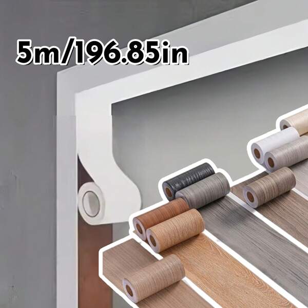 1Pc 5M Self-Adhesive Wood Grain Door Frame Decorative Stickers Realistic Wood Grain Repair Tape Wood Grain Skirting Waistline Home Decor Wall Stickers Renovation