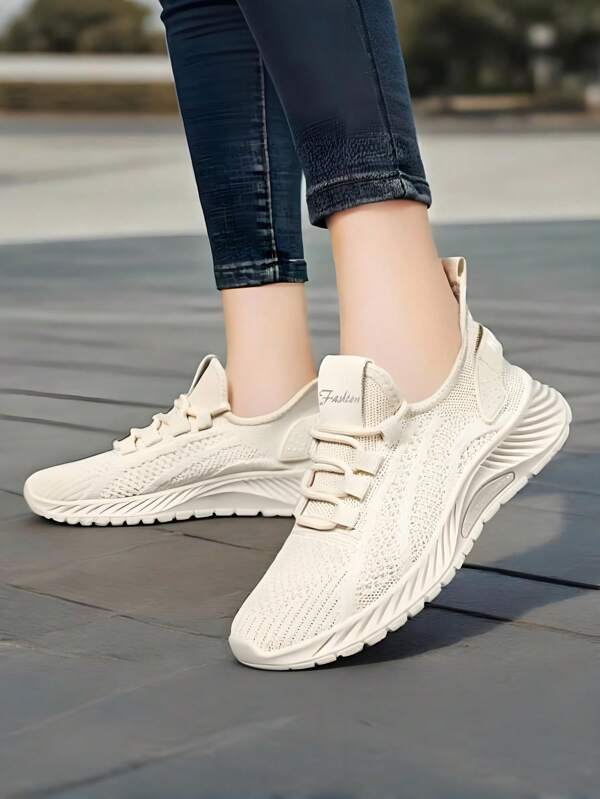 1 Pair Women's Casual Sports Shoes, Soft Upper, Non-Slip Sole, Skin-Friendly Material Conforms To Feet, Shock-Absorbing Outsole, Lightweight For Comfortable Walking