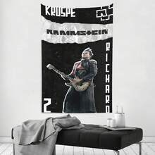 RAMMSTEIN Tapestry Wall Hanging And Desktop Covering, Suitable For Living Room, Bedroom, Dormitory Decoration, Living Room Decoration, Decorative Wall Pieces, Animation Room Decoration - 黑色 - 查看 3