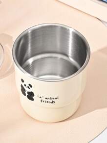 304 Stainless Steel Cartoon Water Cup With Straw And Transparent Lid Couple Water Cup Outdoor Camping Cup Ins Simple Coffee Cup