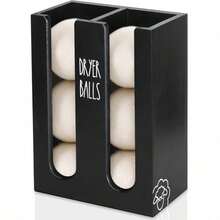 Magnetic Dryer Ball Holder For Laundry Room Organization, Wood Dryer Ball Container Wall Mount, Dryer Balls Organizer For Laundry Room Storage, Laundry Wool Dryer Ball Dispenser Basket (Black) - 黑色 - 查看 1