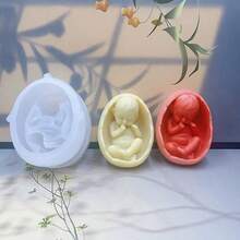 1pc 3D Egg Shell Shape Baby Wax Candle Silicone Mold, DIY Plaster Nursery Rocking Cradle Decor Epoxy Resin Silicone Mold - White - View 6