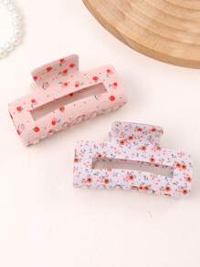1 pieza Accesorio de cabello retro estilo floral grande de tipo "grab" para niñas, pinza de pelo con frutas, pasador de cabello, pasador de cabello lindo