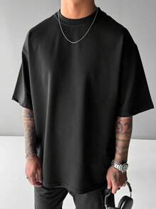 Plus Size Men's Casual Letter Print Round Neck T-Shirt