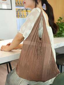 女士魔术弹力手提袋可伸缩购物手提包大容量可重复使用购物袋多色可折叠购物袋旅行必需品菠萝袋皱纹泡泡袋适用于旅行露营户外海滩暑假返校