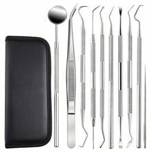 牙科工具、牙签清洁套装、舌头清洁器、不锈钢牙签套装 - 可重复使用,便携式储物盒,方便户外野餐、露营、旅行和日常使用 - 銀色 - 查看 15