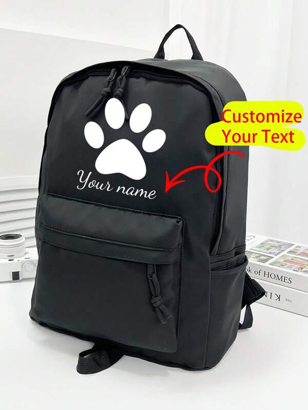 Personalized Name Backpack - Lightweight Large Capacity School And Travel Backpack With Floral Decoration, Adjustable Straps And Zipper Closure, Fabric For College, Commuting, Daily Use, School Backpack, Commuter Bag, Decorative Floral Embellishment, Hand Wash OK, Sturdy Construction