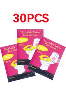 10/30/50pcs Disposable Toilet Seat, Flushable Paper Toilet Seat, Portable Toilet Seat Stickers, Essential Travel Accessories, Dissolvable Paper Toilet Seat, Travel Business Toilet Mat, Suitable For Airplanes, Travel, Public Toilets And Camping, Air Travel Camping Equipment, Can Be Quickly Decomposed, Lightweight And Hygienic, Bathroom Decoration Autumn Decoration