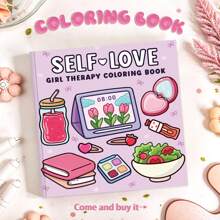 [Hand-Painted Essential] Healing Art Painting & Coloring Book, Beginner Tracing For Stress Relief, Simple & Oversized Relaxing Design With Cute Characters, Thick & Non-Transparent, Safe & , Graduation & Back To School Gift, The Pattern Is Exquisite And The Lines Are Clear, Picture Book, Back To School, School Supplies (Please Order Painting Pad And Coloring Book Separately)