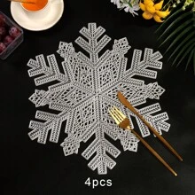 1pc/4pcs/6pcs/8pcs/200pcs Round Snowflake PVC Placemats, Heat-Resistant Non-Slip Decorative Placemats For Western Dining, Hotel, Restaurant, Party, Wedding, Holiday