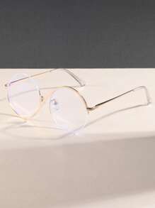 Neue Mode Damen einzigartiges Design PC (Polycarbonat) Halbrand Flachlinsen Brillen, asymmetrischer Stil, perfekt für Fotos