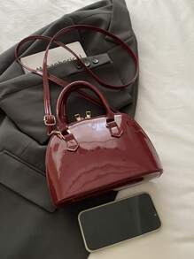 Bolso de mano simple de color sólido y brillo de PU, multifuncional, perfecto para compras, monedero, jóvenes, estudiantes universitarias, ejecutivos. Ideal para la oficina, la universidad, el trabajo, los negocios, los viajes, actividades al aire libre y excursiones.