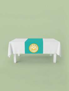 1pc Customizable Linen-Like Table Runner, With Your Logo & Text Printed, Vivid Print, Suitable For Indoor Kitchen, Dining Table Decor, Party Decoration, Anniversary, Trade Shows And Holiday Decor - Multicolor - View 5