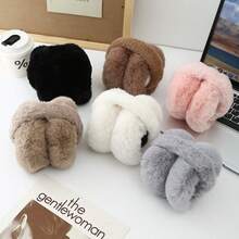 Cute Earmuffs For Women, Korean Style Plush Earmuffs, Adjustable Warm Ear Covers For Winter, Stylish Solid Color, Versatile For Riding Winter Accessories - Earmuffs - View 5
