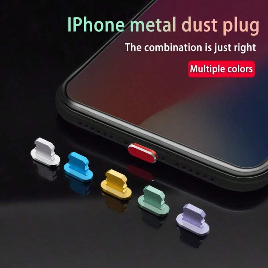 3pcs Metal Dust Plug Compatible With IPhone 14 Pro Max Charging Port, Headphone Jack Stopper, Compatible With IPhone 13 - Multicolor - View 1
